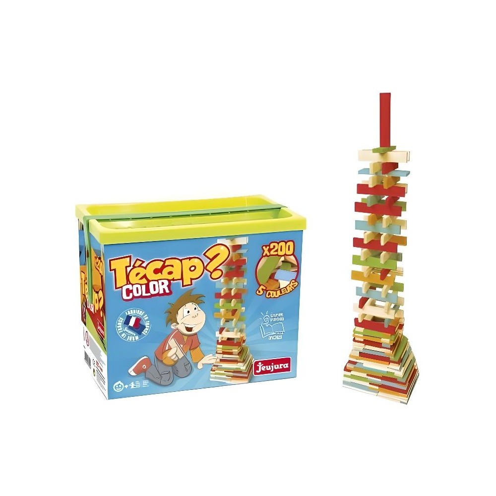 Jeu de construction en bois - JEUJURA - TECAP COLOR - 200 pieces - Mix