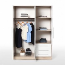 Armoire - Bois aggloméré chene et blanc - Contemporain - Chambre - L