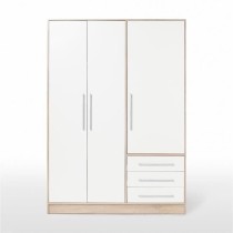 Armoire - Bois aggloméré chene et blanc - Contemporain - Chambre - L