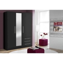 Armoire 3 portes battantes avec miroir + 3 tiroirs - Bois aggloméré