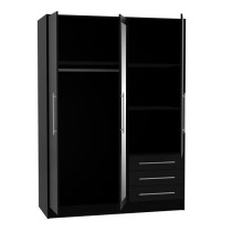 Armoire 3 portes battantes avec miroir + 3 tiroirs - Bois aggloméré