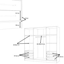 Armoire 4 portes battantes + 6 tiroirs - Bois aggloméré - Blanc mat