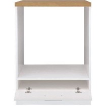 JUNONA Meuble bas four 60 cm - Plan de travail - Blanc brillant