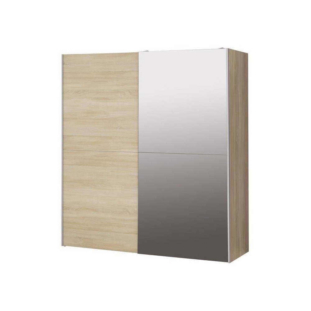 Armoire 2 portes coulissantes avec miroir - Chene sonoma - L 170,3 x P