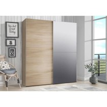 Armoire 2 portes coulissantes avec miroir - Chene sonoma - L 170,3 x P