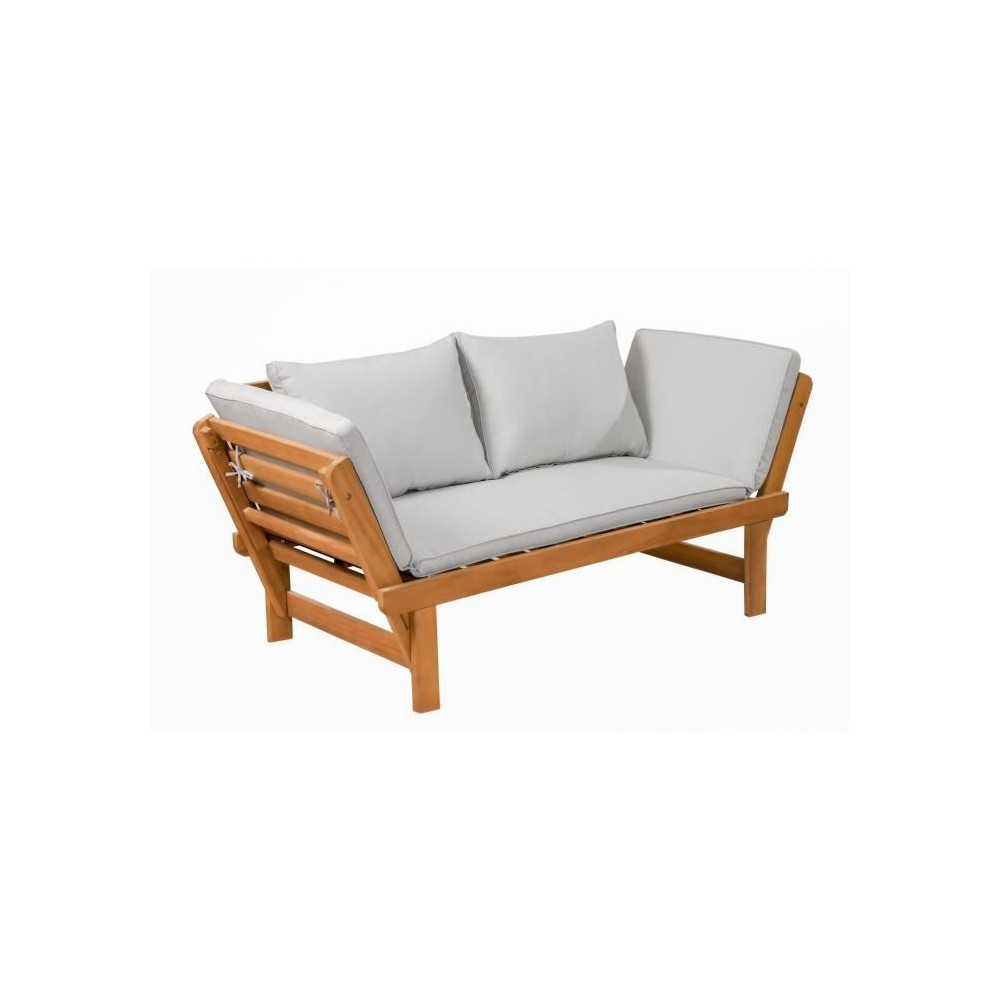 Banquette de jardin convertible en bois d'acacia - 2 places - Avec cou