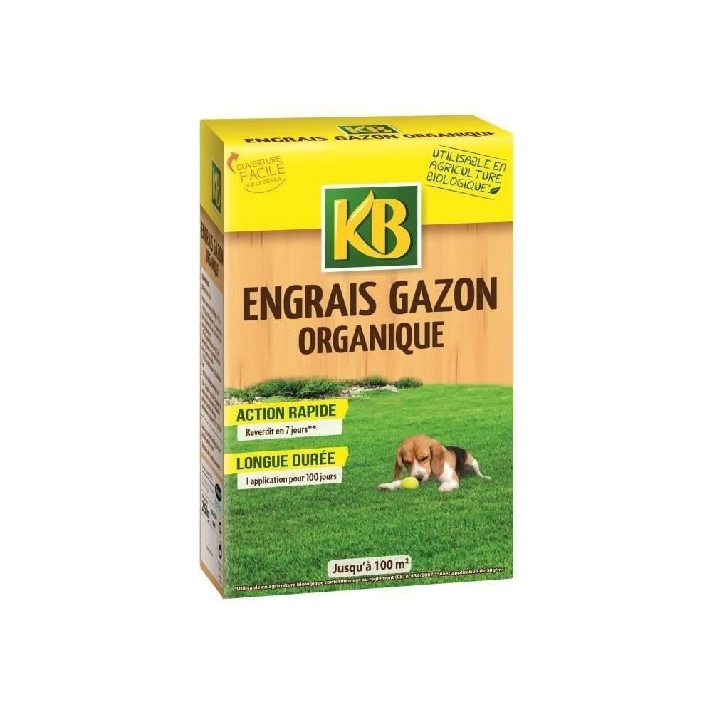 KB Engrais gazon organique Bio - 100 m²