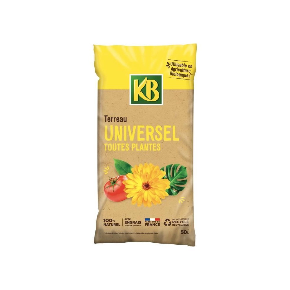 KB Terreau universel toutes plantes 50L - Formule enrichie en engrais