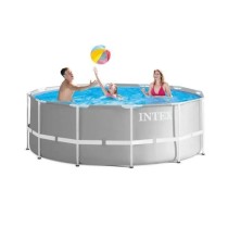 Kit Piscine hors sol tubulaire INTEX - Pris Frame - 366 x 122 cm - Ronde (Livrée avec pompe et échelle) - 26718FR