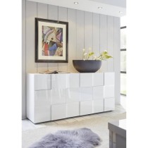 Buffet 3 portes 181 cm - Blanc laqué brillant - Style contemporain - MILANO