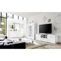 Buffet 3 portes 181 cm - Blanc laqué brillant - Style contemporain - MILANO