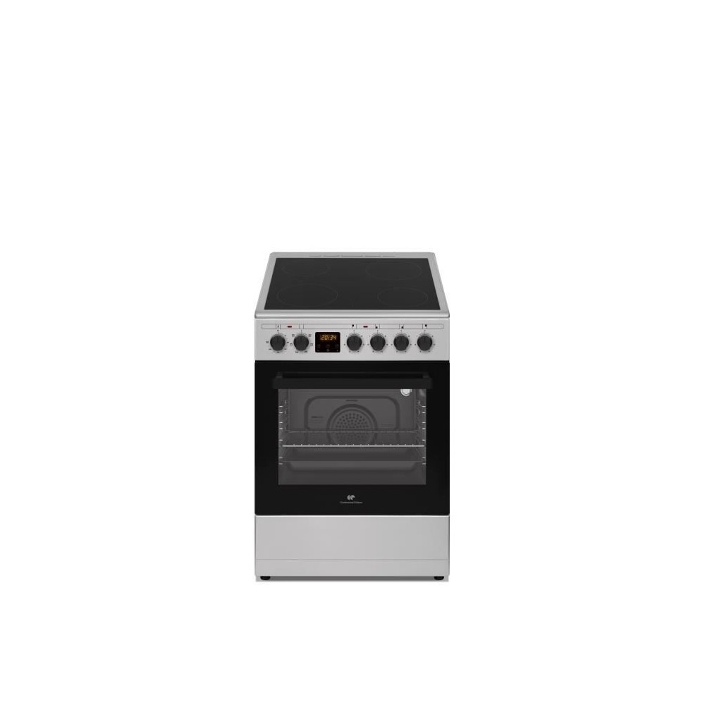 Cuisiniere vitrocéramique CONTINENTAL EDISON CECV50FCS - 4 feux - L49,8 x H86 xP67 cm - Silver