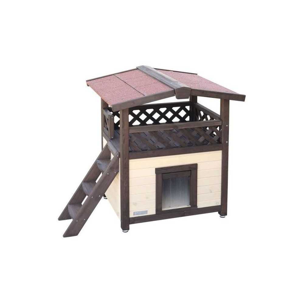 Maison pour chat extérieure 88 x 57 x 77 cm - KERBL - 4-Seasons Delux