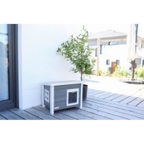 Maison pour chat - KERBL - ECO Eli - Gris / Blanc - 57 x 45 x 43 cm