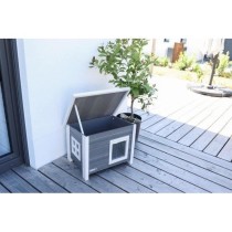 Maison pour chat - KERBL - ECO Eli - Gris / Blanc - 57 x 45 x 43 cm