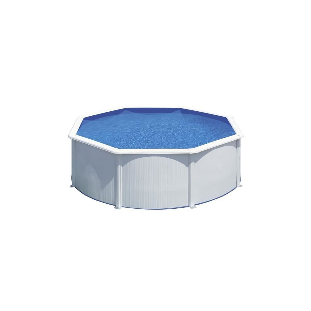 GRE - Kit Piscine hors sol acier ronde blanche Ø370 x 122 cm (Livrée