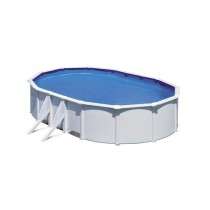 GRE - Kit Piscine hors sol acier ovale blanche 5,27m x 3,27m x H: 1,22