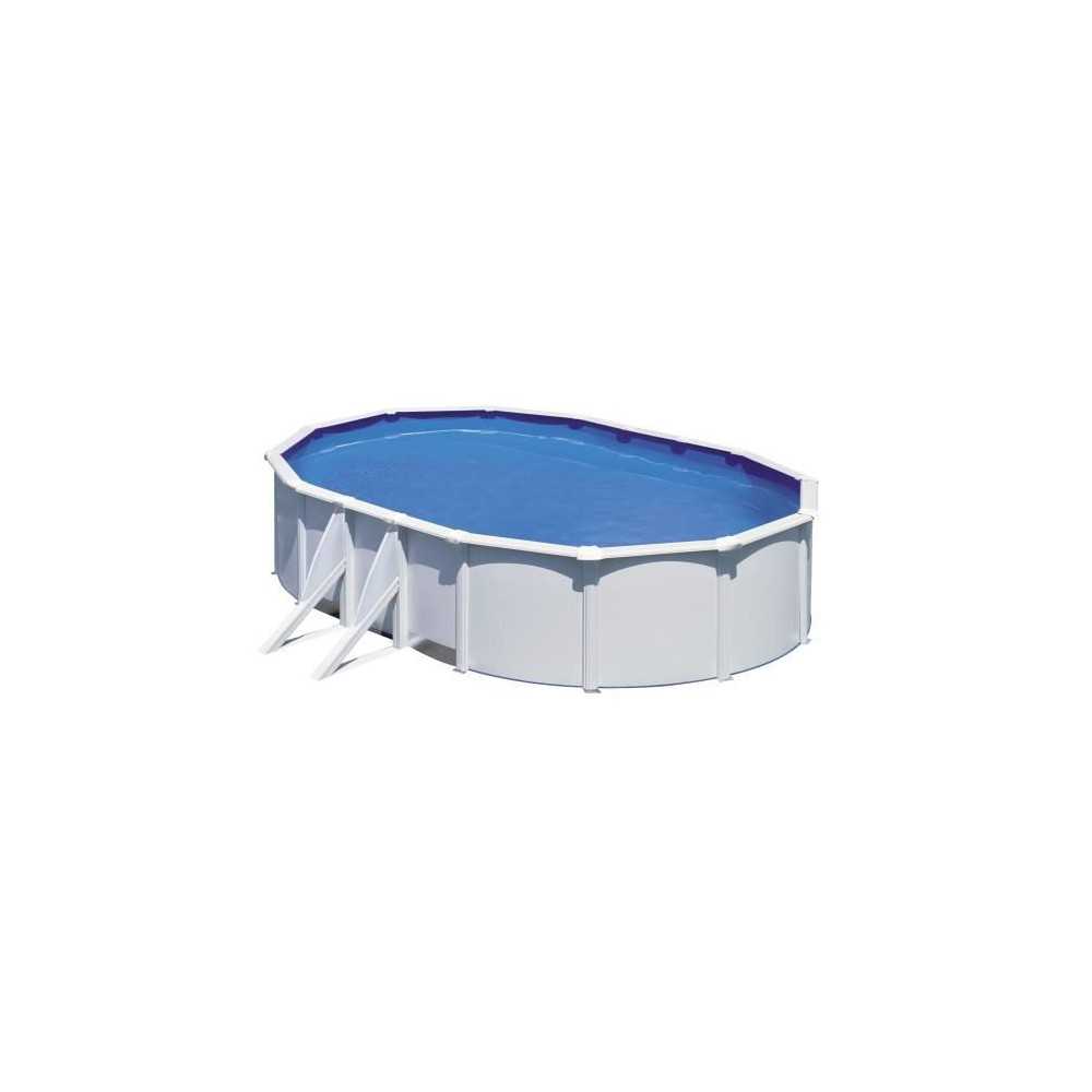 GRE - Kit Piscine hors sol acier ovale blanche 5,27m x 3,27m x H: 1,22