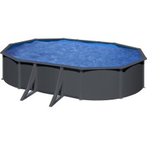 GRE - Kit Piscine hors sol acier ovale grise anthracite - 5,27m x 3,27