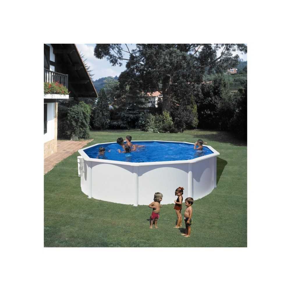 GRE - Kit Piscine hors sol acier ronde blanche - Ø300 x H122 (Livrée