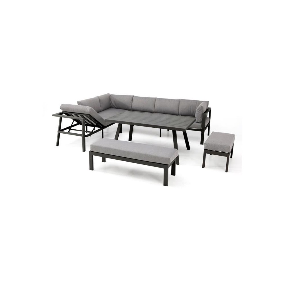 Ensemble repas de jardin ANTALYA 9 places en aluminium - GRIS ANTHRACITE