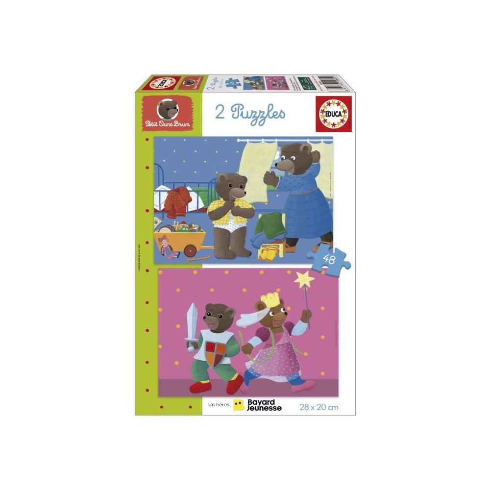 Puzzle - EDUCA - Petit Ours Brun : Ensemble de 2 puzzles de 48 pieces pour enfants des 4 ans