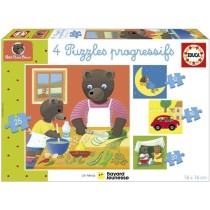 Puzzle - EDUCA - Petit Ours Brun : 4 puzzles progressifs pour enfants de 12 a 25 pieces des 3 ans