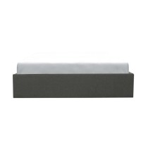 ECLIPSE Lit coffre adulte - Tissu gris foncé - Sommier inclus - l 140