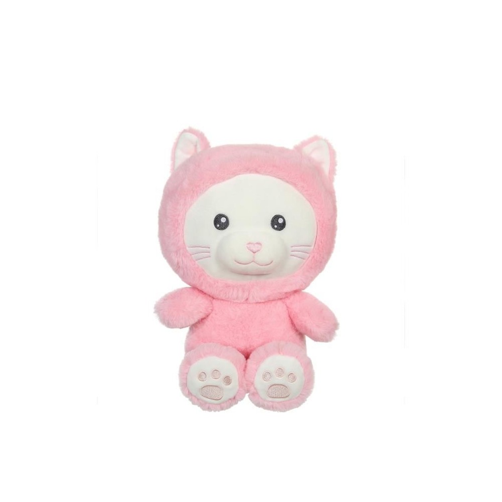 Peluche Chat Hoody Pets - GIPSY TOYS - Rose, 24 cm