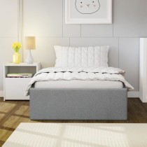 ECLIPSE Lit coffre enfant 90 x 190 cm - Tissu gris clair - Sommier inc