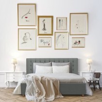 Lit coffre adulte EMILY - 160 x 200 cm - Tissu gris foncé - Sommier i