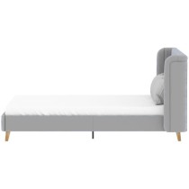 Lit adulte HEIDI - 160 x 200 cm - Velours gris - Sommier inclus