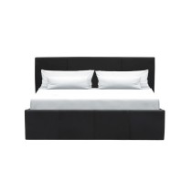 MARTIN Lit adulte - 140 x 190 cm + coffre de rangement - Simili noir -