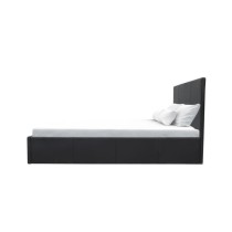 MARTIN Lit adulte - 140 x 190 cm + coffre de rangement - Simili noir -