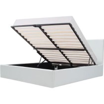 MARTIN Lit adulte + coffre de rangement - Simili blanc - Sommier inclu