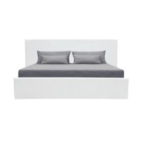 MARTIN Lit adulte + coffre de rangement - Simili blanc - Sommier inclu