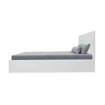 MARTIN Lit adulte + coffre de rangement - Simili blanc - Sommier inclu