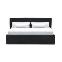 MARTIN Lit adulte 160 x 200 cm + coffre de rangement - Simili noir - S