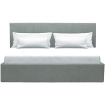 Lit coffre adulte MARTIN - Couchage 160x200 cm - Gris clair - Sommier