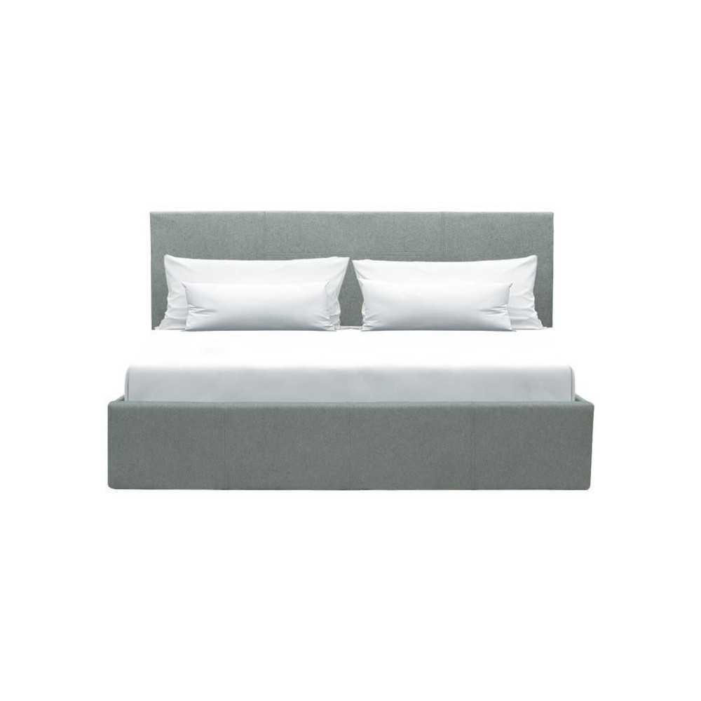 Lit coffre adulte MARTIN - Couchage 160x200 cm - Gris clair - Sommier