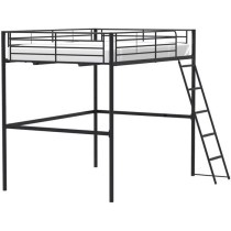 Lit mezzanine en métal ELIOT - Noir - Sommier inclus - 140 x 200 cm