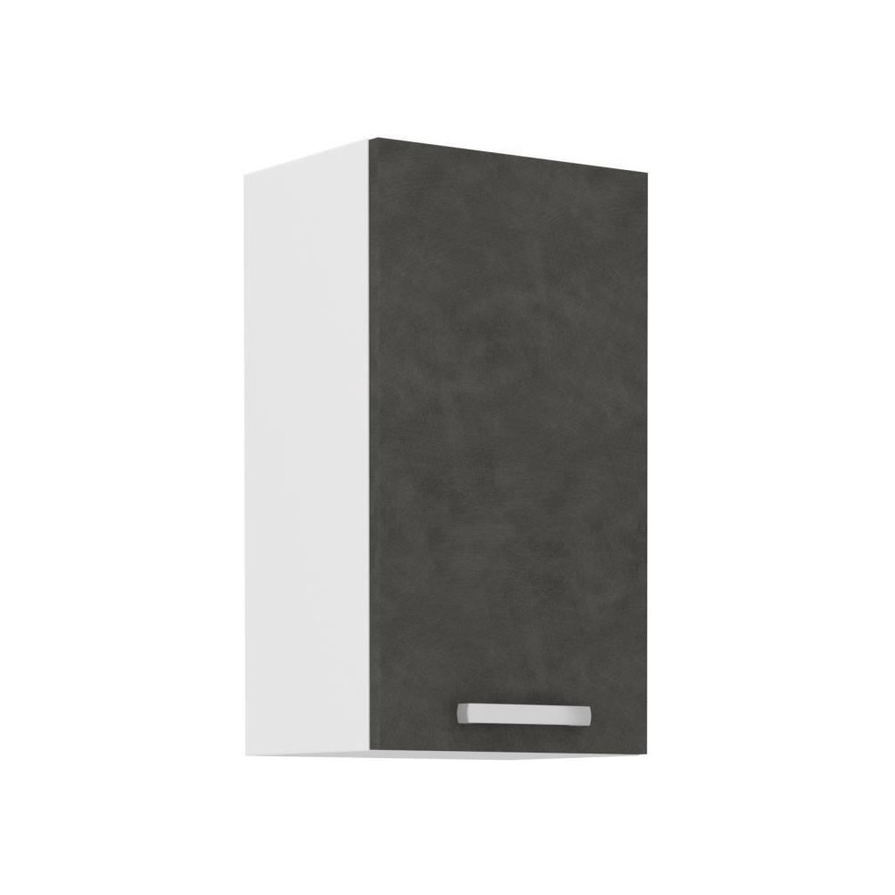 Meuble haut 1 porte battante - Gris mat - L 40 x P 31,6 x 72 cm - LASS