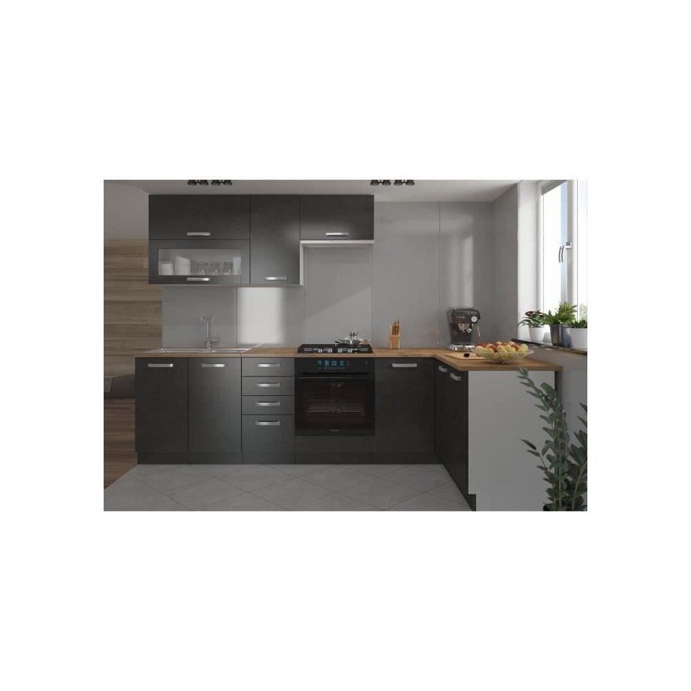 LASSEN Cuisine complete d'angle 240x165 cm avec plan de travail - Angl