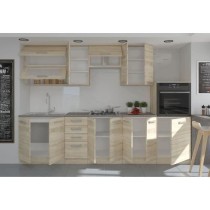 LASSEN Cuisine complete L 300 cm avec demi-colonne four et hotte - Dé