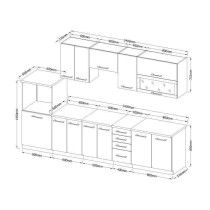 LASSEN Cuisine complete L 300 cm avec demi-colonne four et hotte - Dé