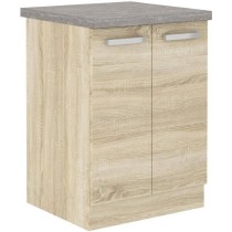 Meuble bas 2 portes battantes - Décor chene sonoma - L 60 x P 51,6 x