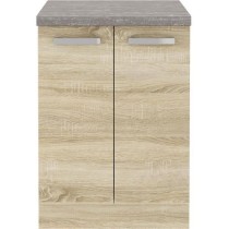 Meuble bas 2 portes battantes - Décor chene sonoma - L 60 x P 51,6 x