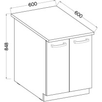 Meuble bas 2 portes battantes - Décor chene sonoma - L 60 x P 51,6 x