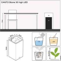 Pot de fleur LECHUZA Canto Stone Colonne 30 - kit complet LED, blanc q