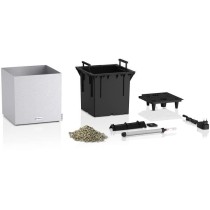 Pot de fleur LECHUZA Canto Stone Cube 30 - kit complet LED, blanc quar